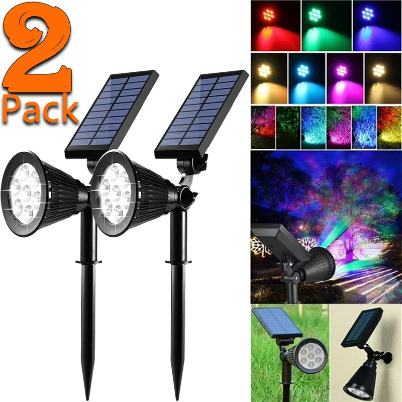 

1/2Pcs Solar Powered 7LED Lamp Adjustable Solar Spotlight In-Ground IP65 Waterproof Landscape Wall Light Outdoor Lighting