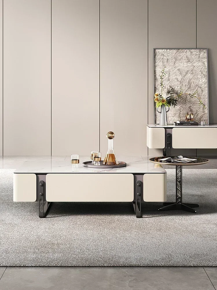 Durable Practical Coffee table, TV cabinet, combination of light luxury, small apartment, rectangular minimalist living room fur