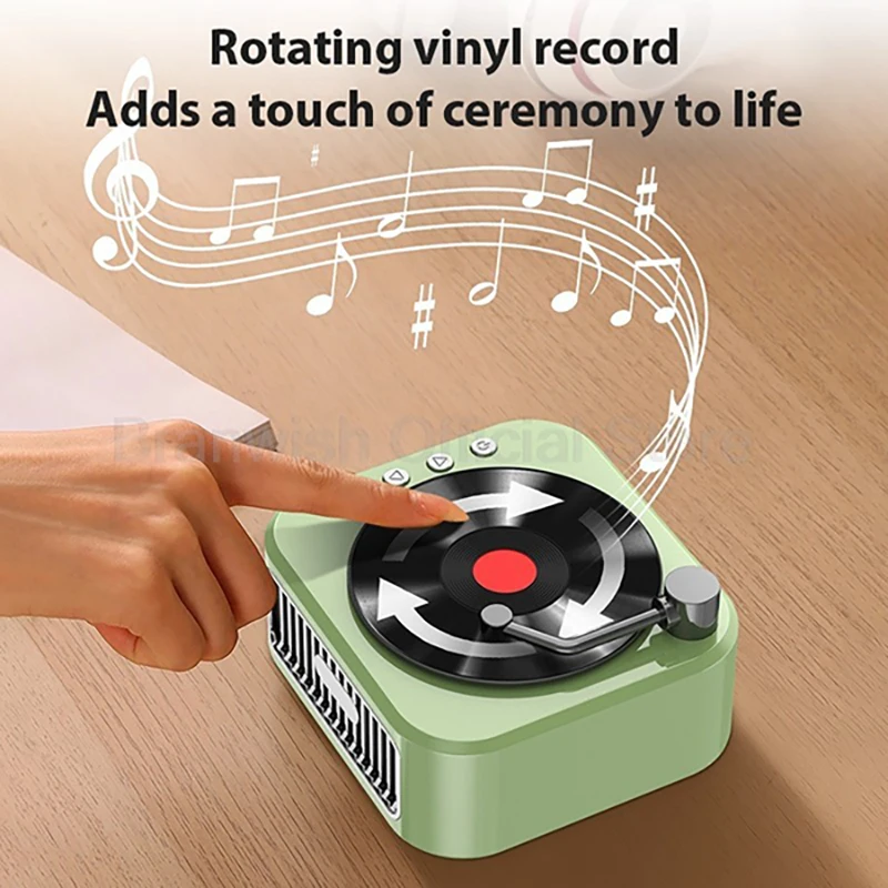 

5W Bluetooth Speaker 800mAh Vinyl Audio 4H Playtime Music Player TF AUX USB Input Sound Box For Home Decor Singing Karaoke Kids