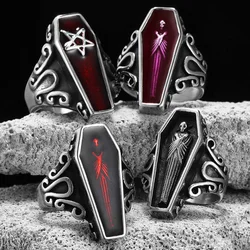 Gothic Mummy Vampire Coffin Men Rings gioielli da donna in acciaio inossidabile Punk Rock Cool Stuff accessori di moda regalo all'ingrosso