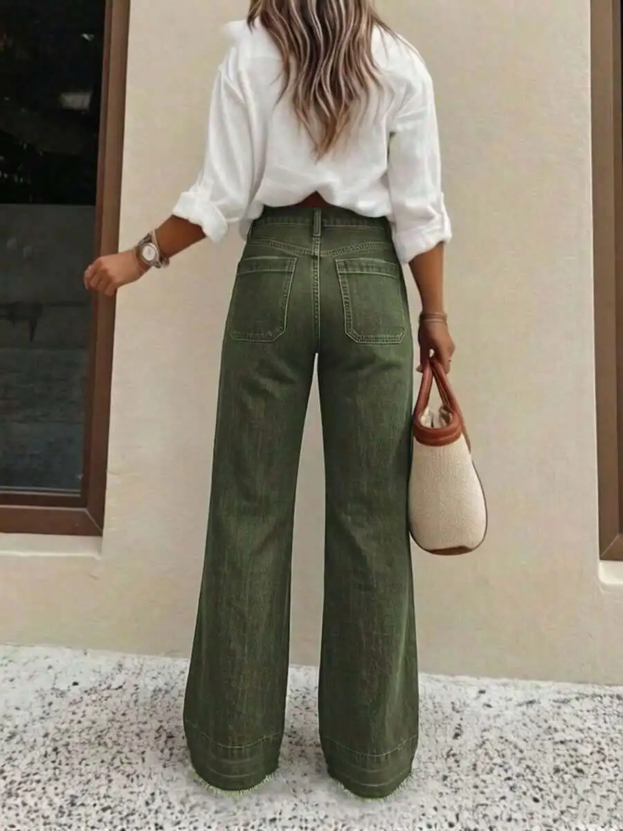 

Women High Waisted Loose Wide Leg Denim Pants Casual Comfortable All Season