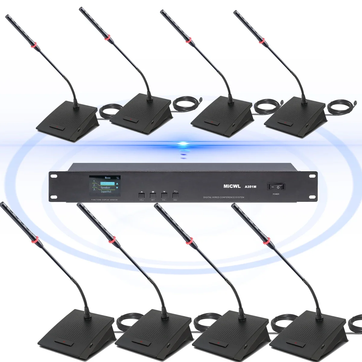 

MiCWL 50pcs Desktop Built-in Speaker Gooseneck Table Digital Conference System Chairman Delegate Unit For Meeting Hall Solutions