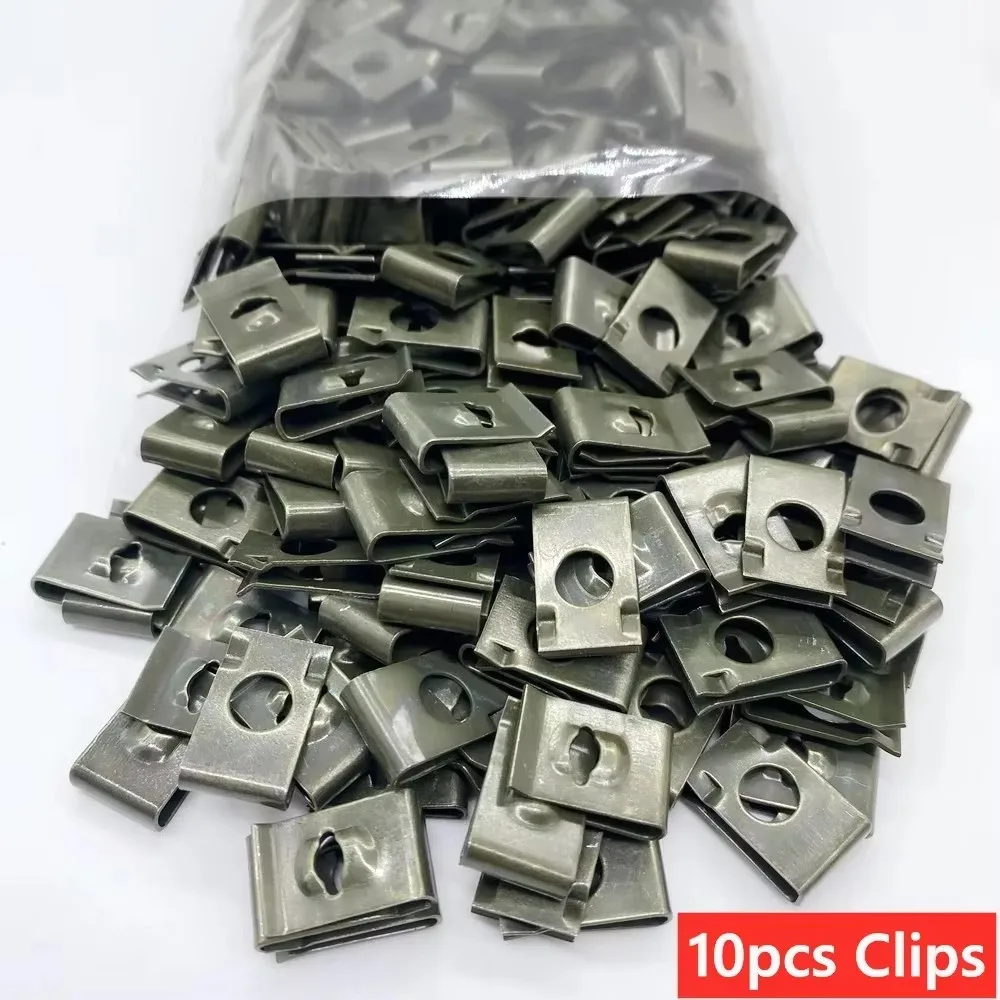 100 stks-10 st Gemengde Auto Metalen Schroef Tikken Fastener Clip U-Type Clip met Schroef Anti-roest Bescherming Clip Schroef Gesp Ijzeren Plaat