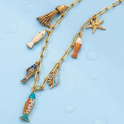 Wealthyboo Bohemian Colorful Cute Fish Fashion Pendant Necklace Trend 2024 For Women Marine Fish Accessories