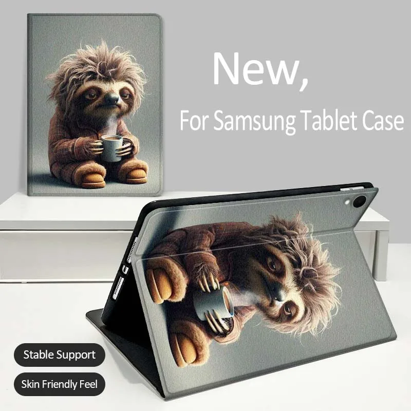 

Art Sloth Holding Coffee Tablet Case For Samsung Galaxy Tab A A7 A8 A9 A11 S6 S11 Lite Plus 10.1 10.4 10.5 Inch 2022 2025