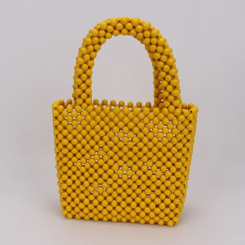 2024 Solid Color Fashion High Quality Purses Handbags Yellow Beaded Women's Daily Bag Sac A Main Femme Tote Summer Custom Color