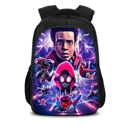 Marvel Anime Figure Parallel Universes Spiderman Miles Morales Gwen Stacy Children's Student Backpack Schoolbag Birthday Gifts