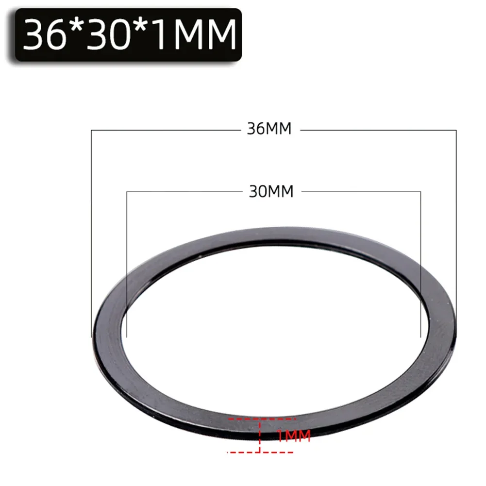 1PC Crankshaft Shaft External Washer Bicycle Integrated Hollow Chainring Washer Black Aluminum Alloy 32*24MM/36*30MM