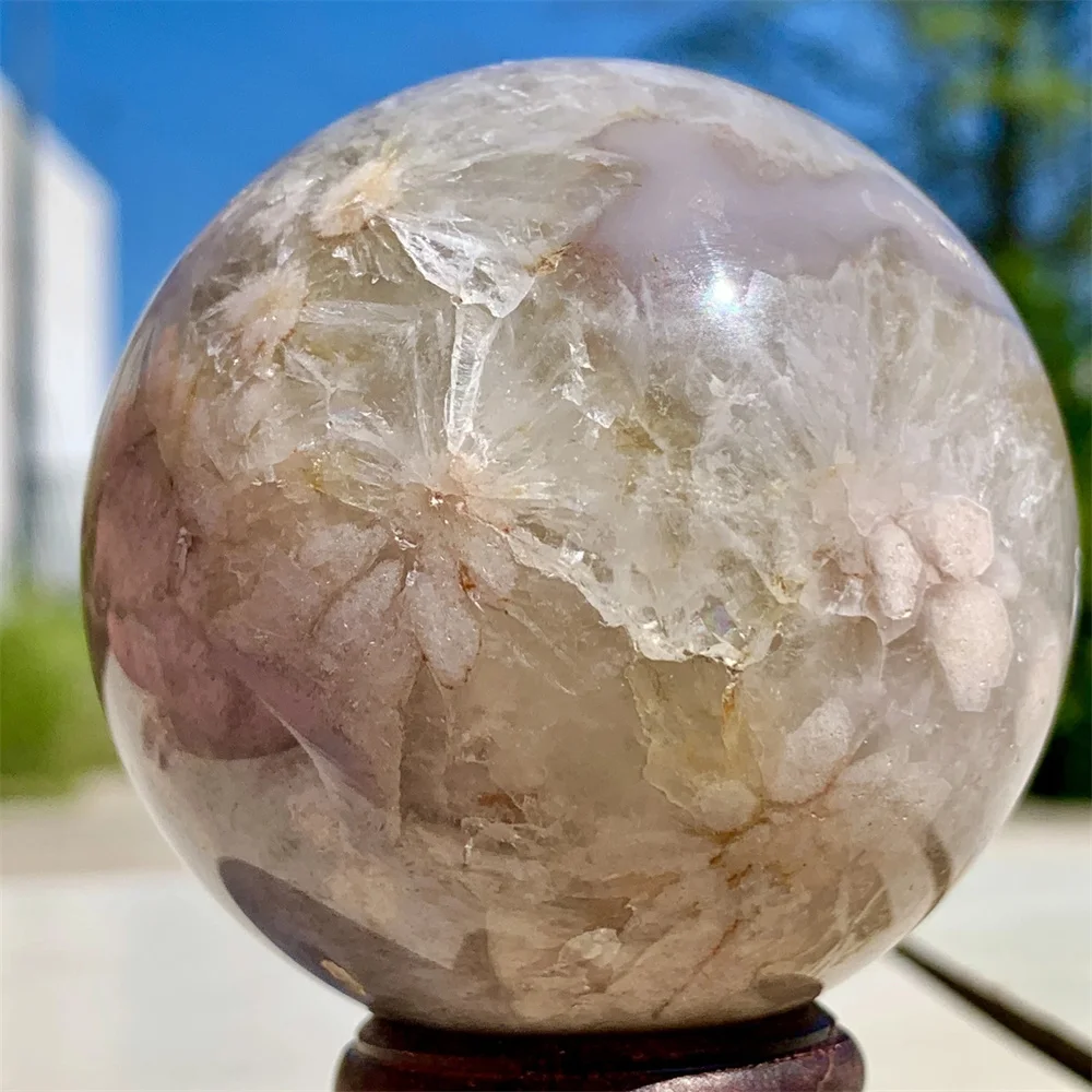 Natural Sakura Agate crystal sphere, energy gemstone, spiritual healing, gift, room decoration, demagnetization meditation