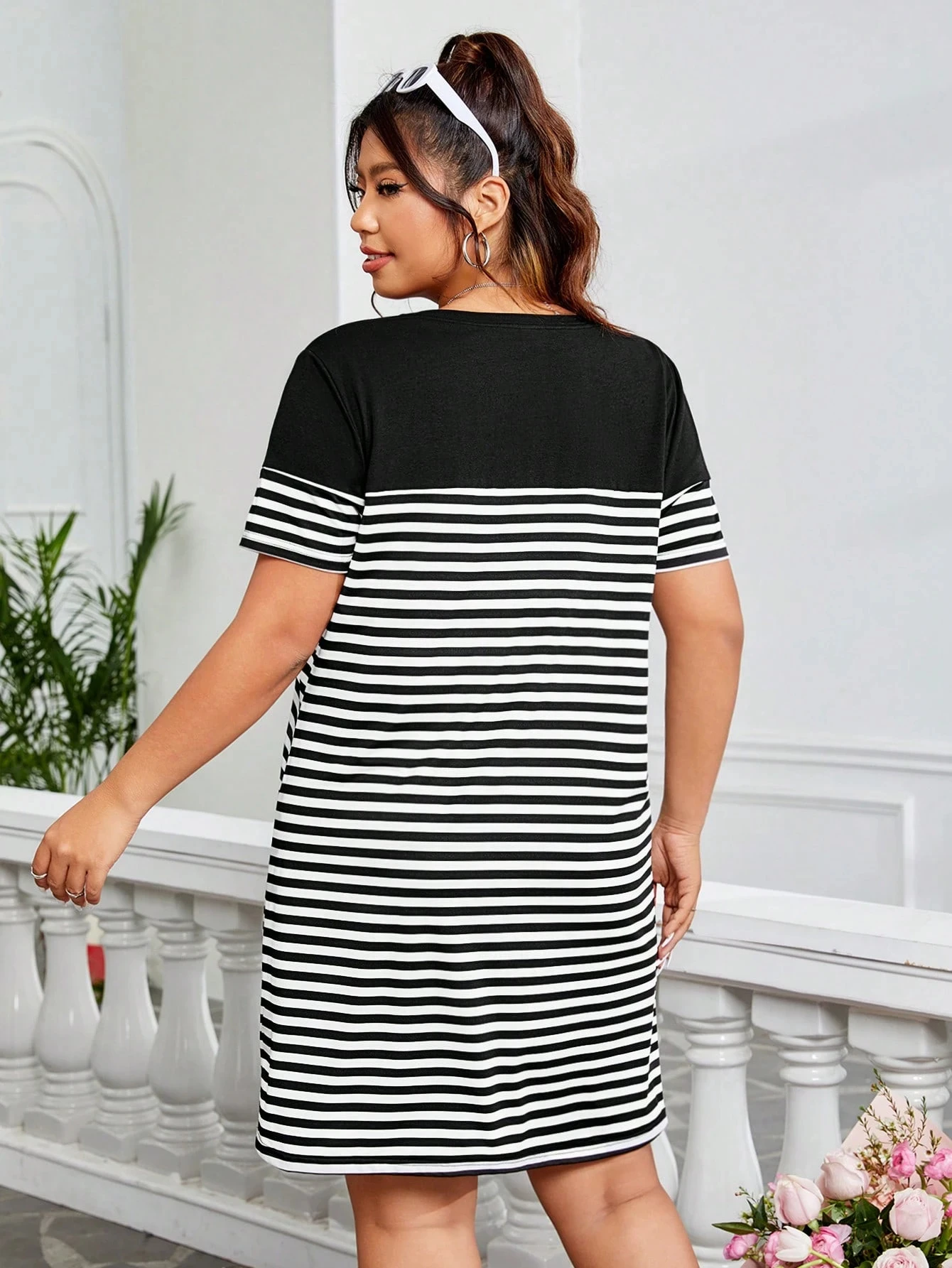 Stripe Heart Pattern Printed Women T-shirt Dress Summer Fashion High Quality Casual Sport Short Sleeve Round Neck Pullover Dress