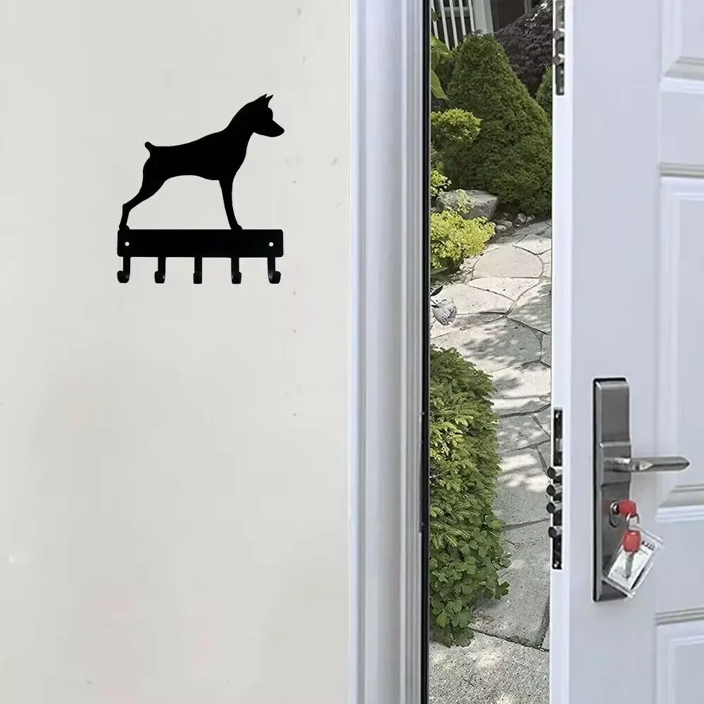 Perchero en miniatura para llaves de Pinscher, artesanías de hierro, colgante, decoración artística de pared, ganchos montados en la pared para almacenamiento de toallas y abrigos