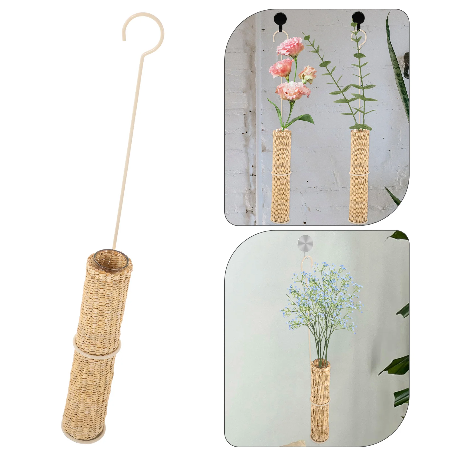 

Wall Flower Vase Tube Holder Decorative Home Decor Simple Style Flower Display Vase Wall Mounted for Living Room Kitchen