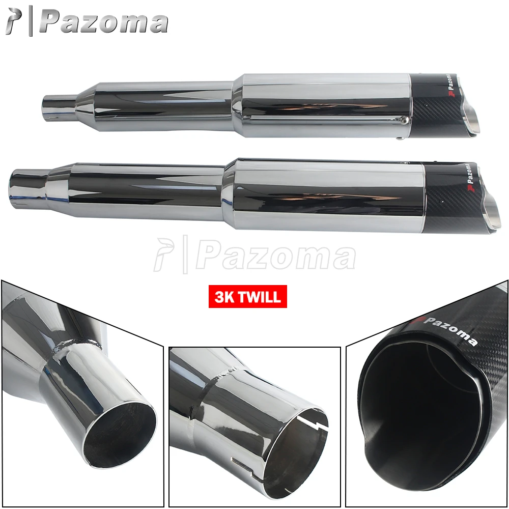 For Harley Touring FLTRX FLHTK FLHXSE 2017-2026 Motorcycle Slip-on Exhaust Pipe Pazoma Exhausts Muffler w/ Carbon Fiber End Caps