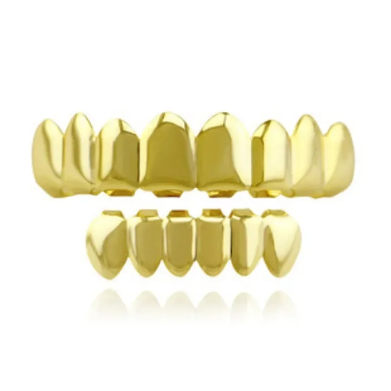 

Metal Denture Vampire Fangs Slim Grills Gold Top Teeth Set Jewelry Vampire Fang Hip Hop Gold Plated Mouth Teeth Hip Hop Braces