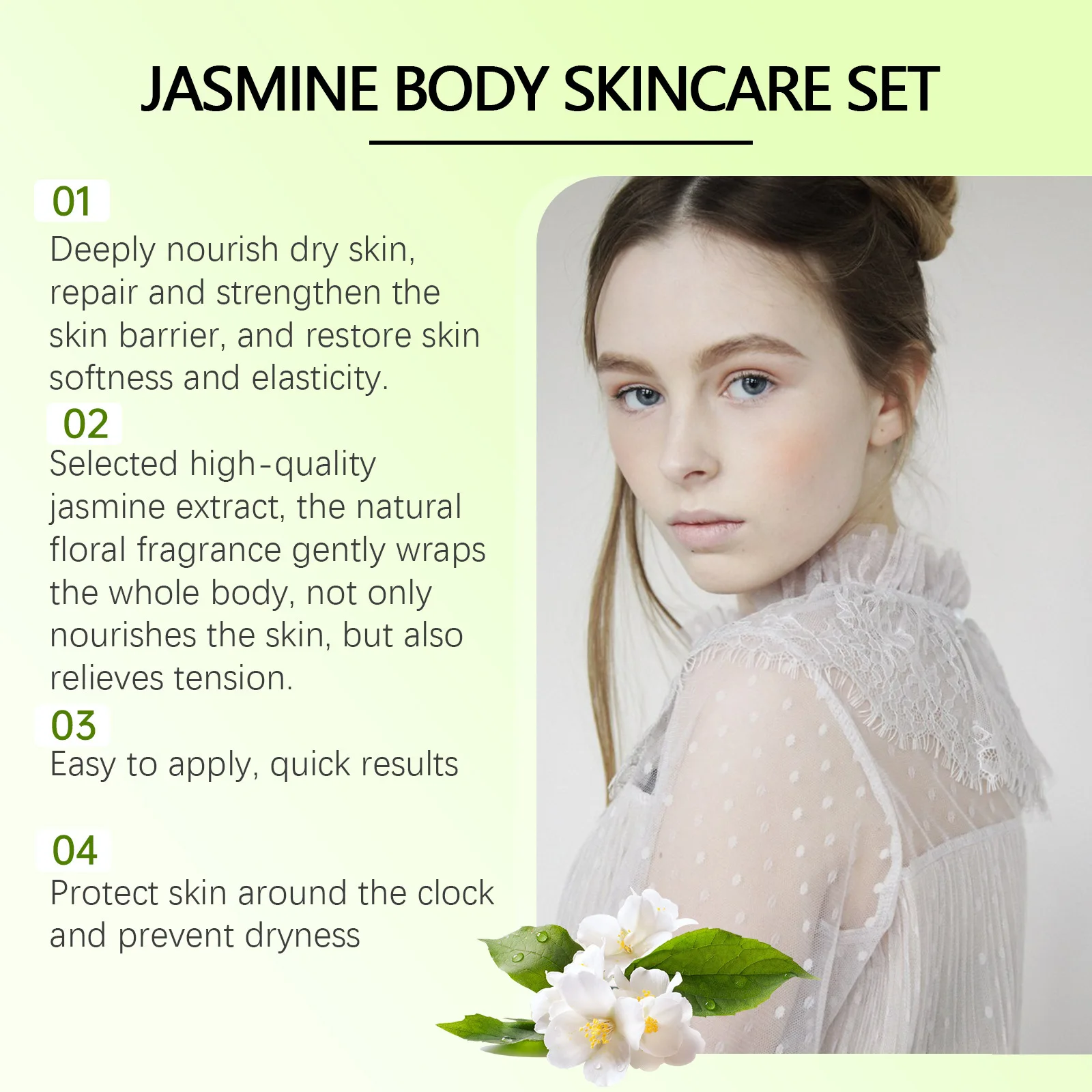 Jasmine Flower Moisturizing Skin Care Products Set Cleaning the Skin Lightening Body Wash Oil Control Perfumed Body Lotion Women