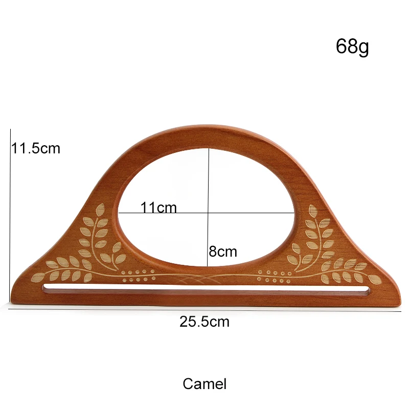 2PCS 24.5cm Wallet Handbag Carved Solid Wood Hanger Knitted Bag Beach Bag Handmade DIY Wooden Handle Frame