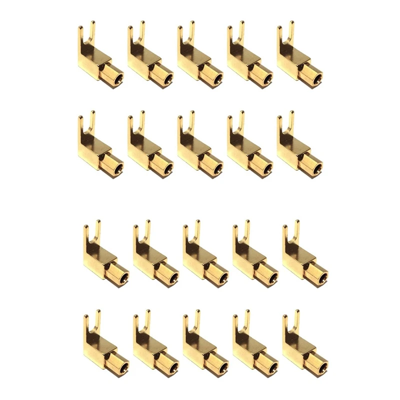 RISE-Right Angle Spade Fork & Binding Post - 4Mm Banana Plug Socket - Spade Fork Connector For Speaker & Power & Amp(20 Pack)