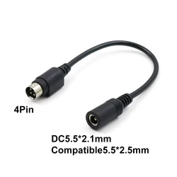 Female 5.5*2.5mm to male 3-Pin / 4-Pin Cable Lead For SATO TG-5011-19V-ES Just a 4-Pin cable For TV LCD VCR power supply