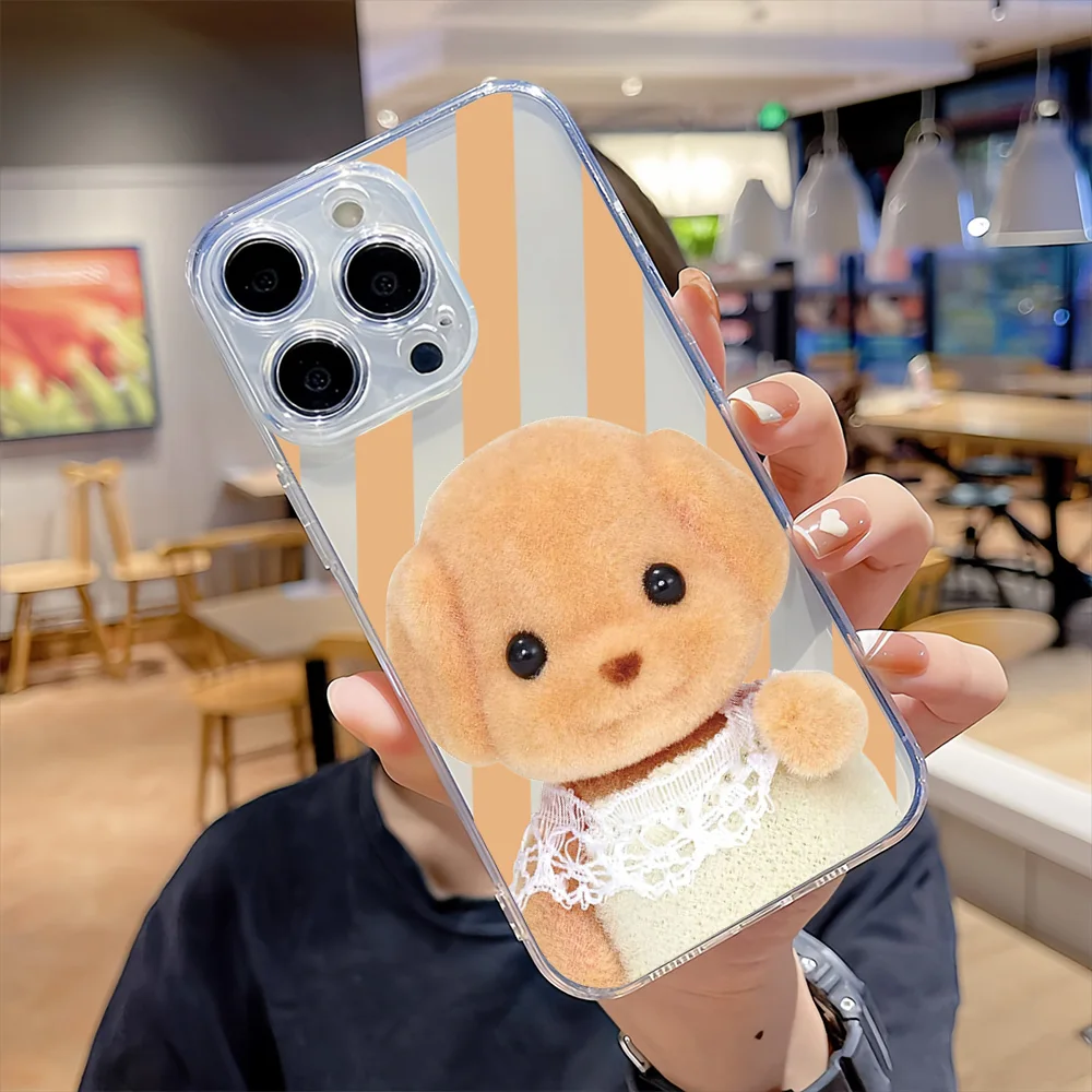 Cute Cartoon For IPhone 16 15 14 13 12 11 Pro Max Plus Transparent Magnetic Suction S-Sylvanian F-Families Phone Case