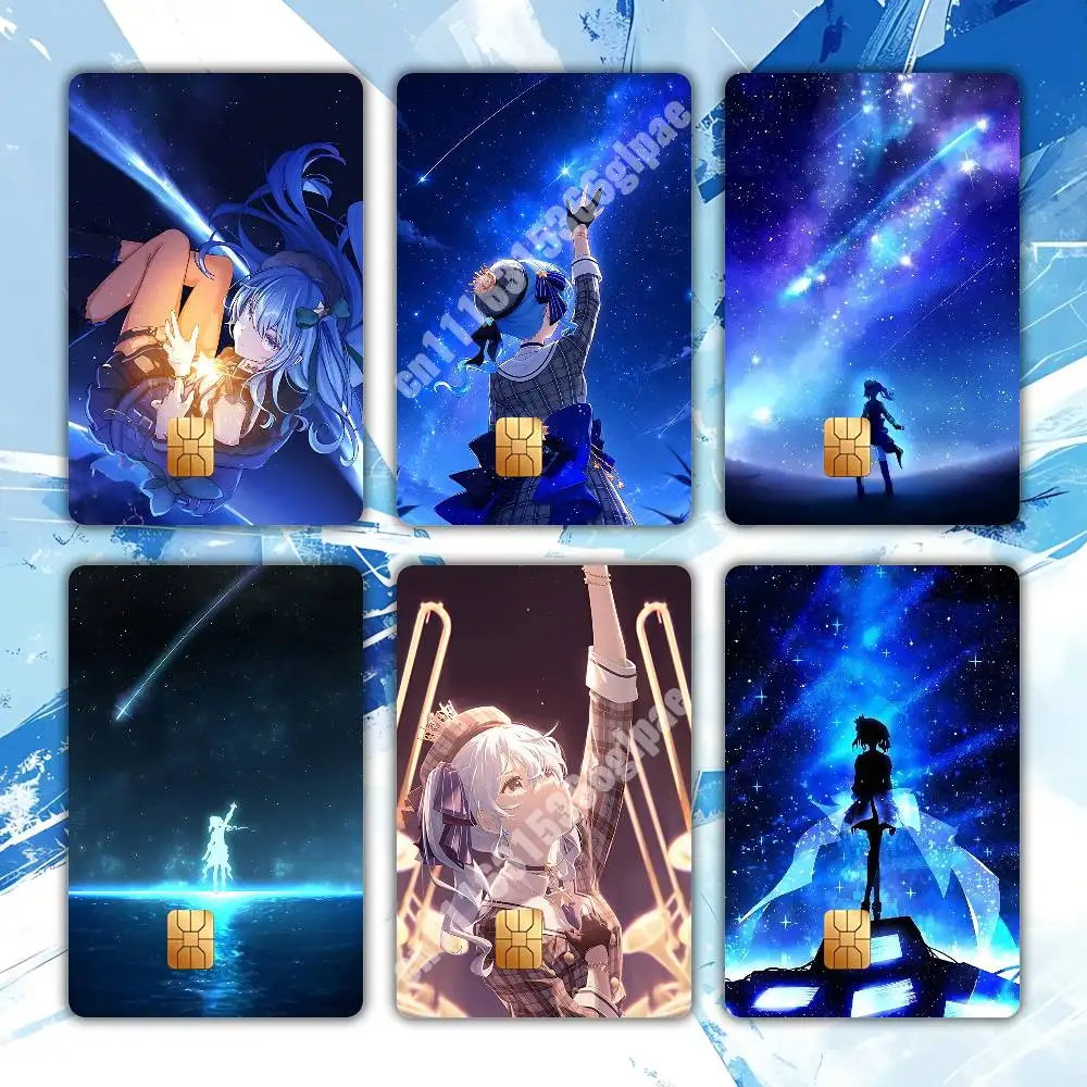 H-Hololive Girl Hoshimachi Suisei Meteor Sticker for NFC ID Card Film Skin Credit Bank Card Artistic Pattern Design