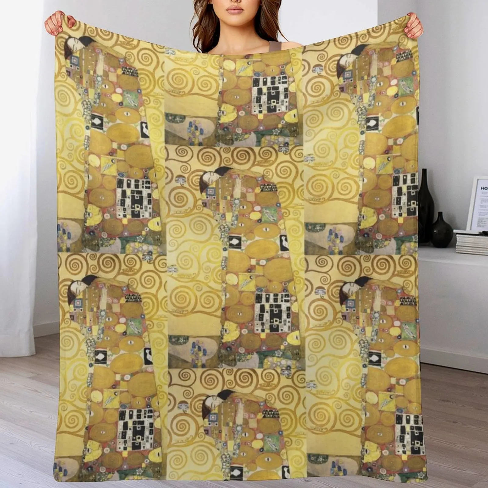 

The Embrace by Gustav Klimt Throw Blanket Versatile Cozy Throw Blanket for All Occasions