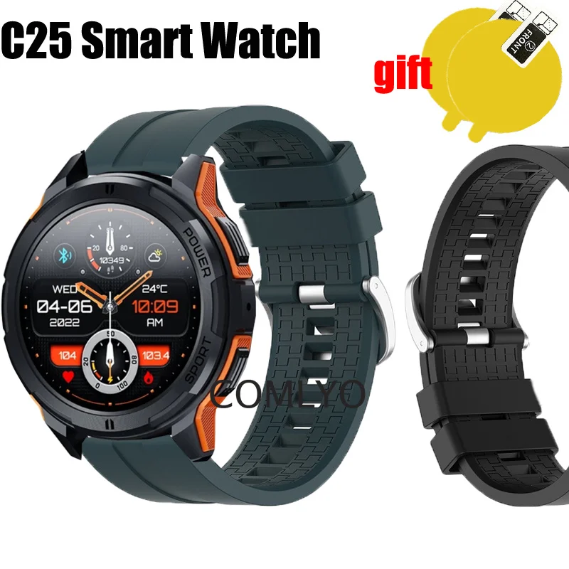 For C25 Strap Band Belt Smart watch Silicone Women men Bracelet Screen protector film