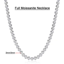 Serenity D Color 2mm 3mm Full Moissanite Tennis Necklace For Women S925 Silver Moissanite Bubble Bracelet Plate 18K Fine Jewelry