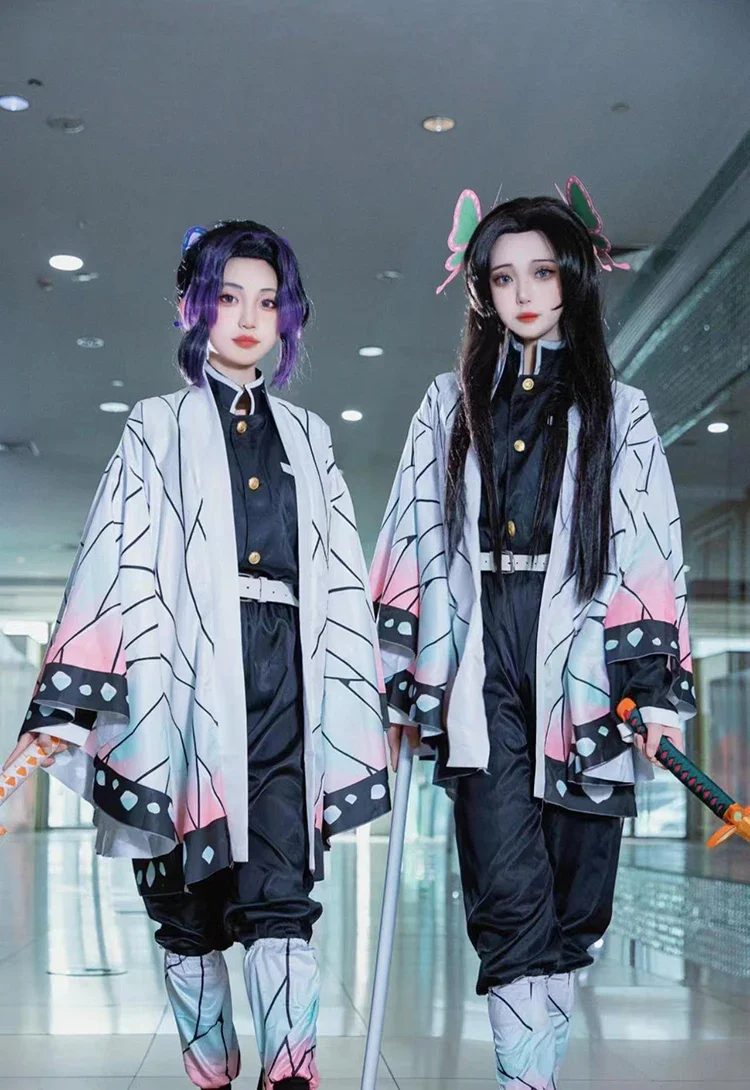 Nuevo Disfraz de Cosplay de Anime Slayer 2026, Peluca de Kochou Shinobu, Kimono, Uniforme, Capa Haori de Yaiba, Trajes para Fiesta, para Adultos