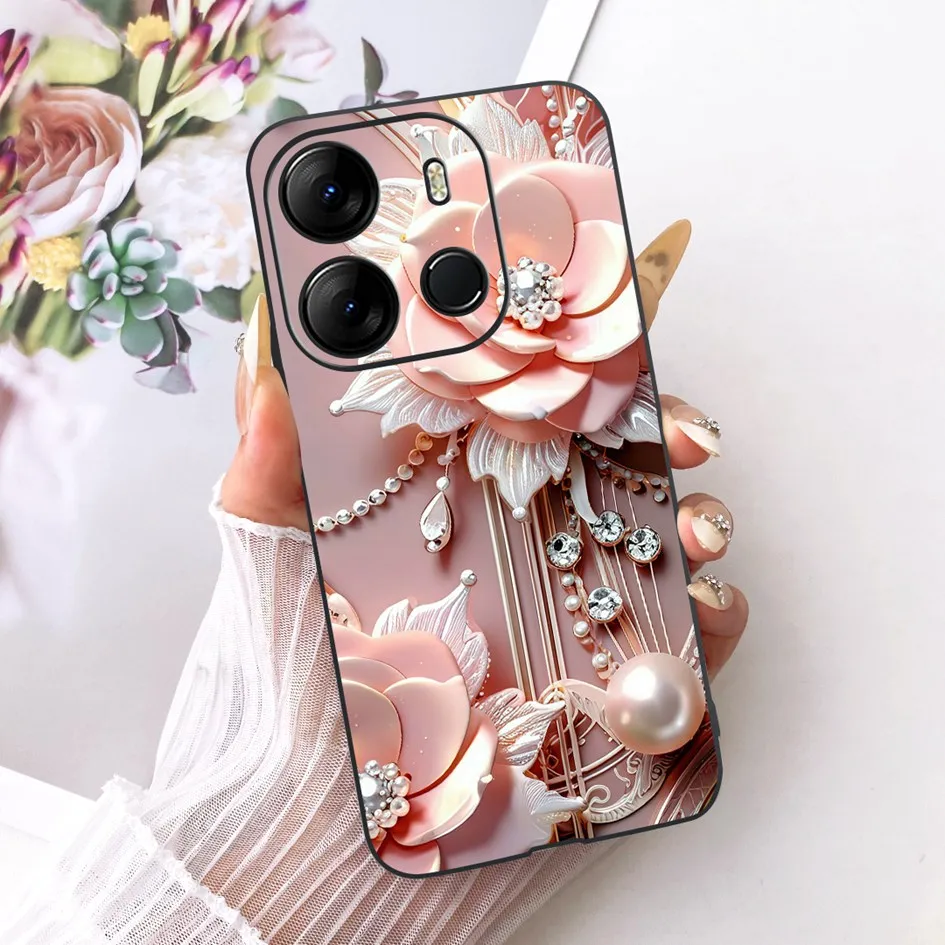 ل Tecno Spark Go 2023 حافظة BF7n موضة جديدة زهرة لينة سيليكون الهاتف الغطاء الخلفي ل Tecno Pop 7 Pro pop7 BF6 BF7 BF7h قذائف #4