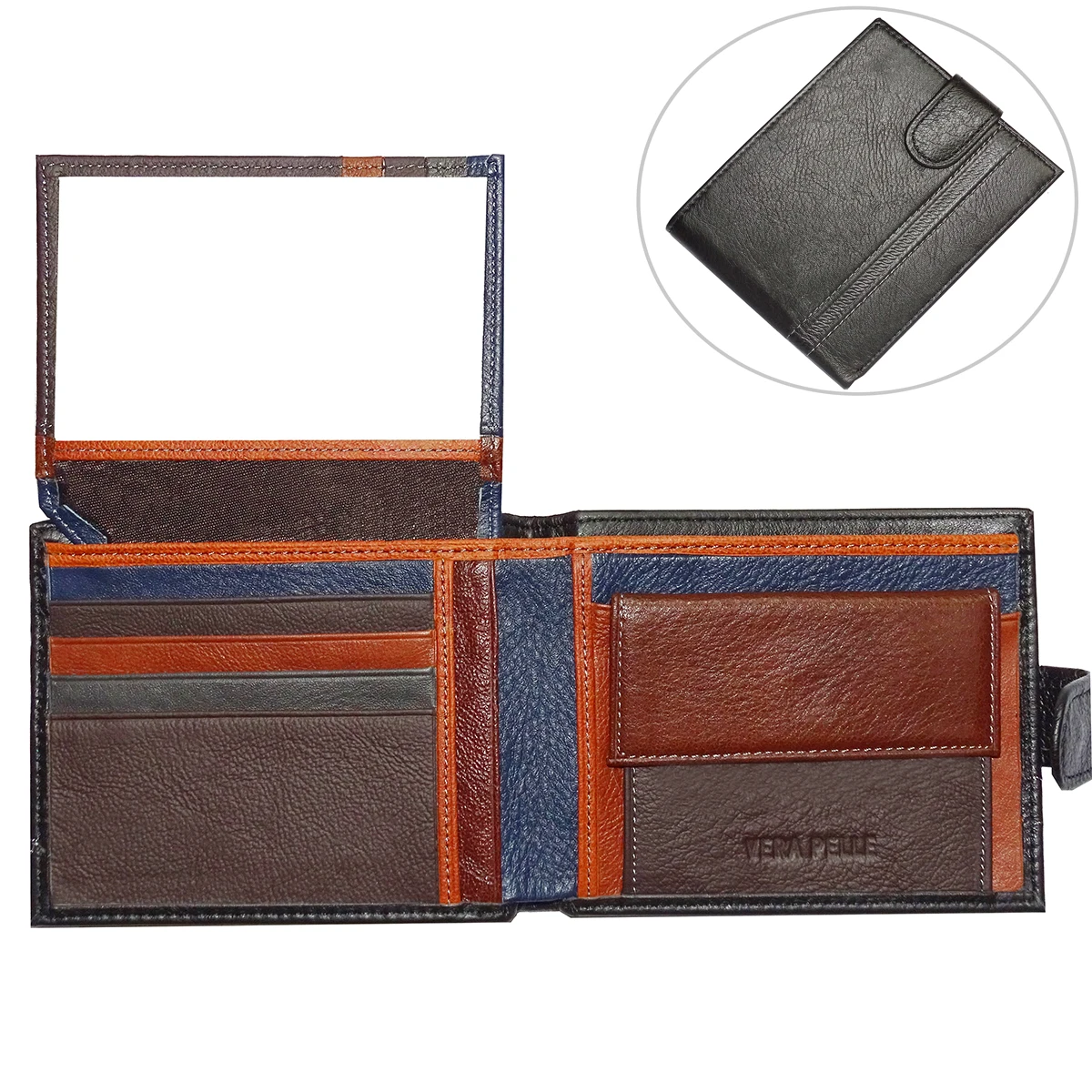 genuine leather wallet credit card holder three-fold Contrasting colors Cowhide coin purse male money bag wallet for men