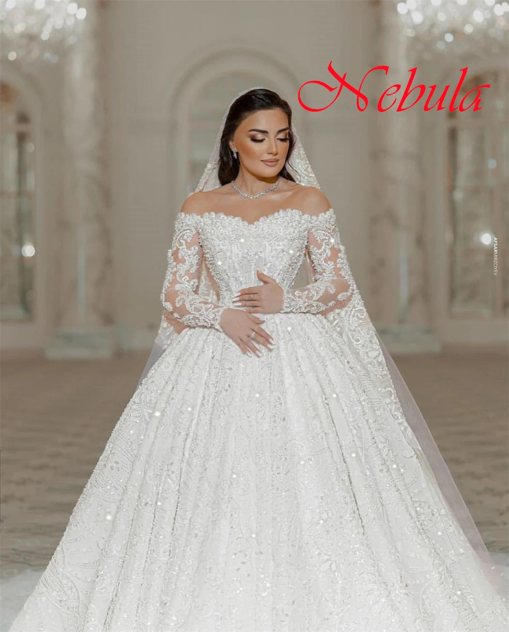 Customized High Quality White Organza Wedding Dress Temperament Strapless Dress Off the Shoulder Long Sleeves Bridal Gowns - Image 4