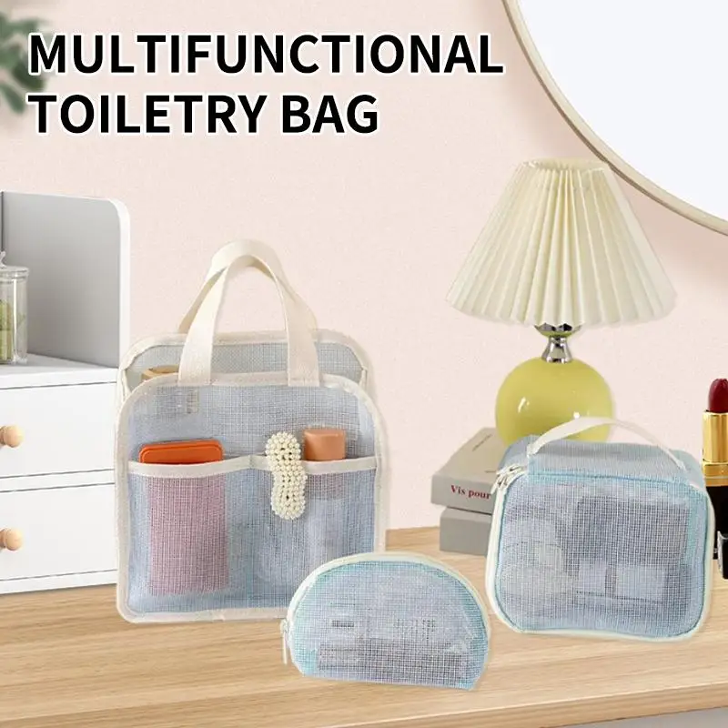 1 Stück tragbare Reise-Lippenstifttasche, Netz-Handtasche, Make-up-Tasche, Kosmetik-Aufbewahrungstasche, Kulturbeutel, transparente Strandtasche – Detail 11