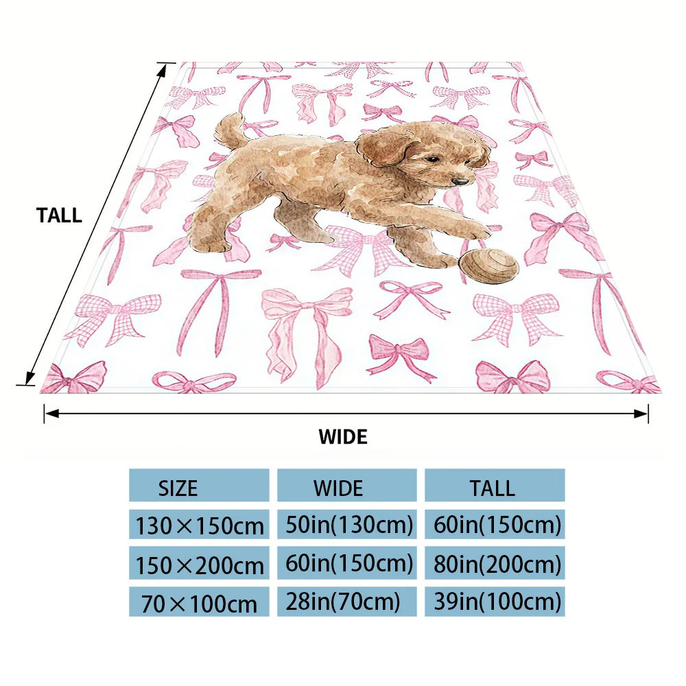 Bow Puppy Nap Blanket,Flannel Blanket,Suitable For Sofas,Beds,Cars,Rooms,Offices,Camping,Exquisite Gift Blankets
