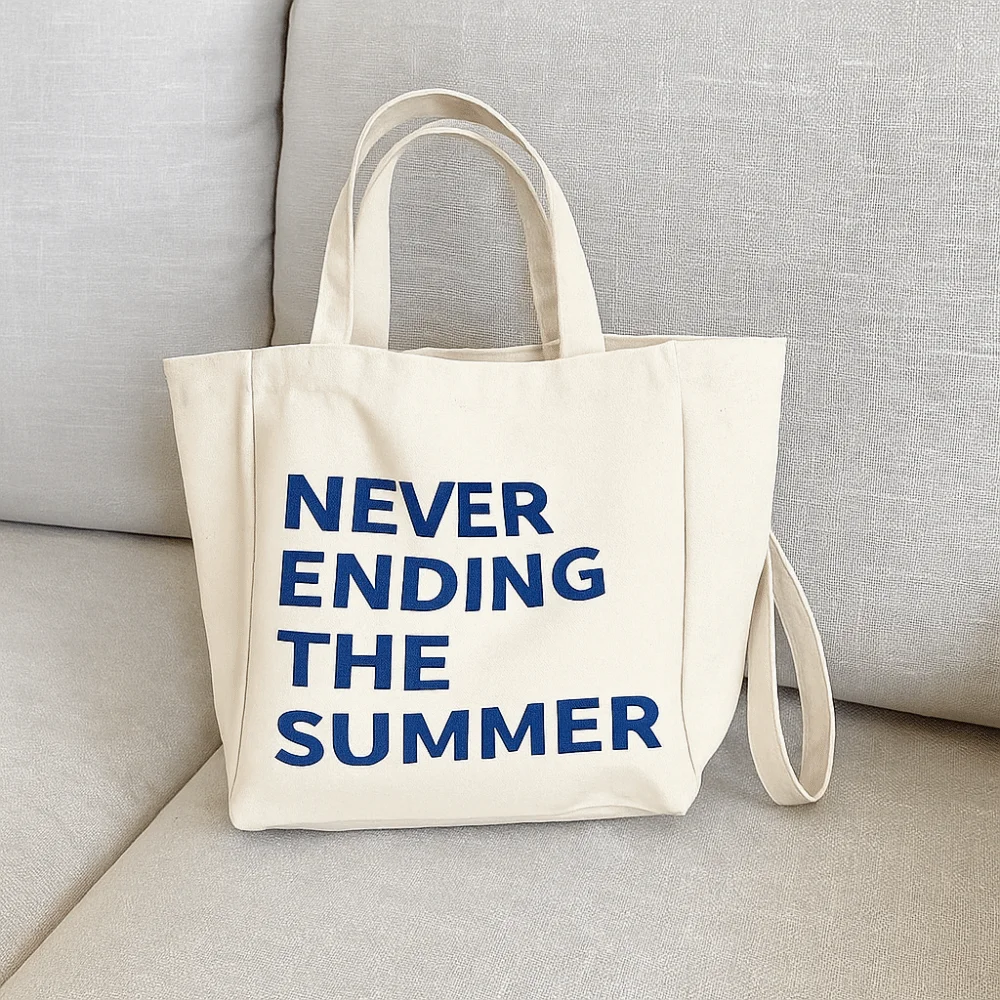 

Large Capacity Letter Print Tote Bag Lightweigh Soft Literary Canvas Shoulder Bag Commuting Casual Woman Shoulder Bag Work