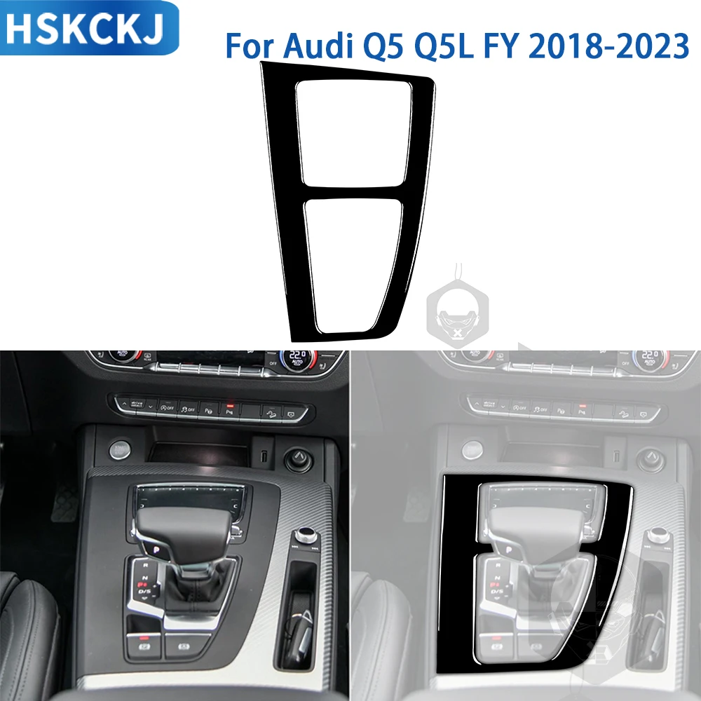 

For Audi Q5 Q5L FY 2018 2019 2020 2021 2022 2023 Car Accessories Piano Black Interior Gear Panel Sticker Decorative Modification