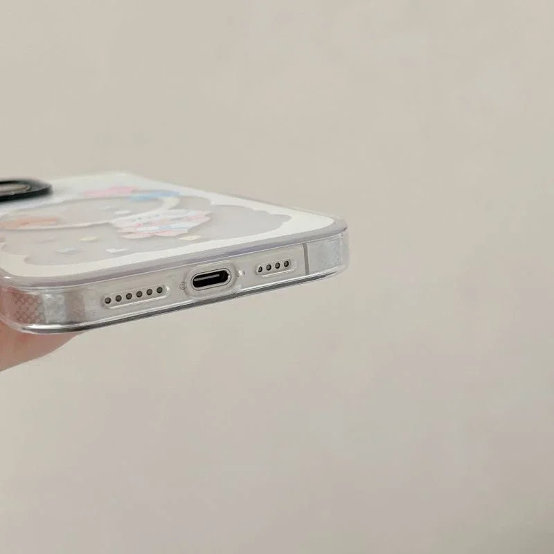 Cute Cartoon Cloud Boy Transparent Border Magnetic IPhone 13 14 15 16 Pro Max Case
