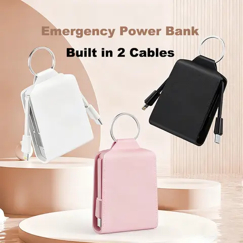 2000mAh Mini Keychain Power Bank Emergency Portable Charger External Battery Pack for iPhone 17 Samsung Huawei Xiaomi Powerbank