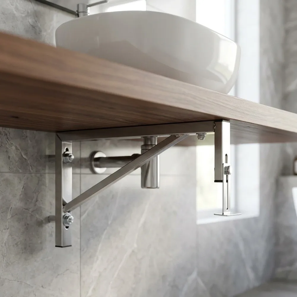 Stainless Steel Support Frame for Bathroom Basins Featuring Triangular Geometry and High-Strength Material Composition