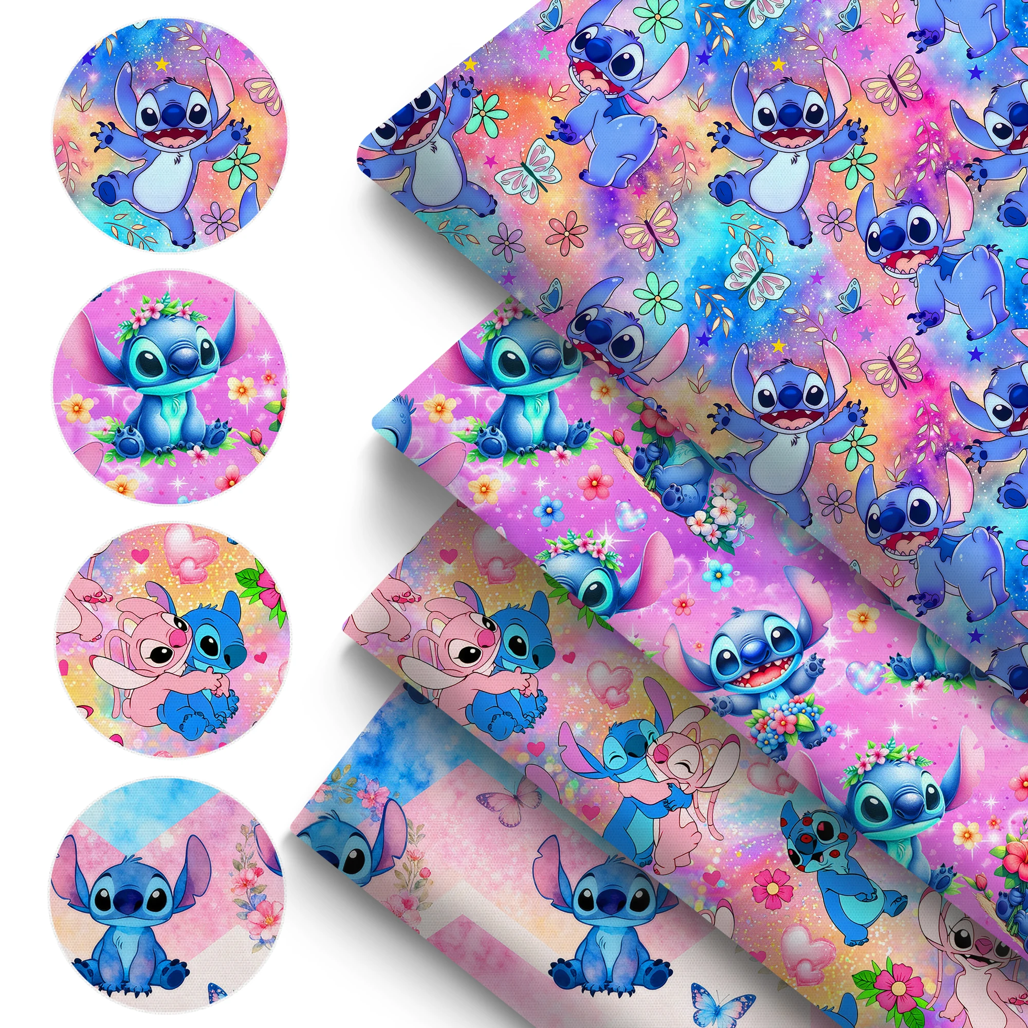 BEAST KINGDOM Lilo & Stitch Tela de poliéster precortada de 57x19.68 pulgadas para proyectos de manualidades, patchwork, costura y carteras