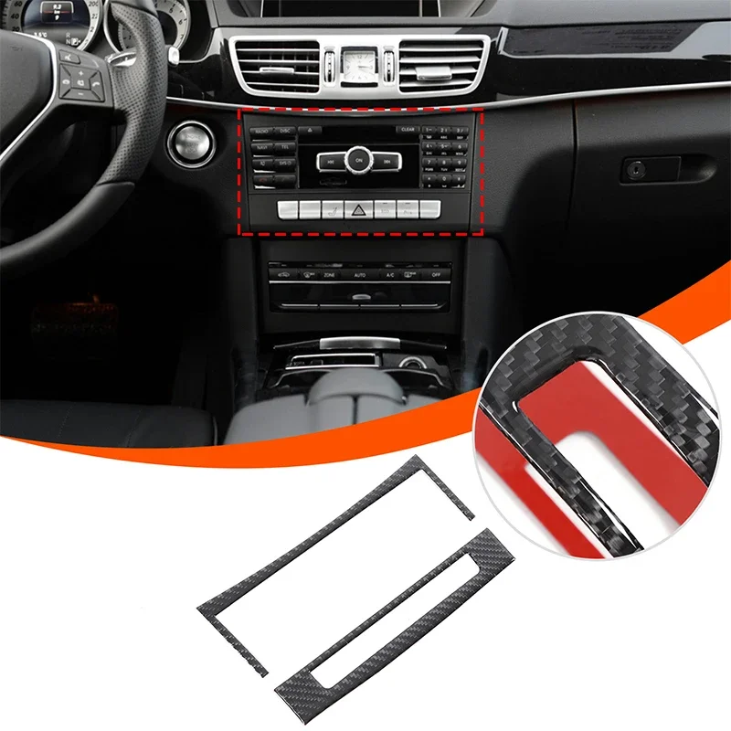 

For Mercedes-Benz E-Class W212 2014-2015 Soft Carbon Fiber Car CD Button Frame Sticker Car Interior Accessories