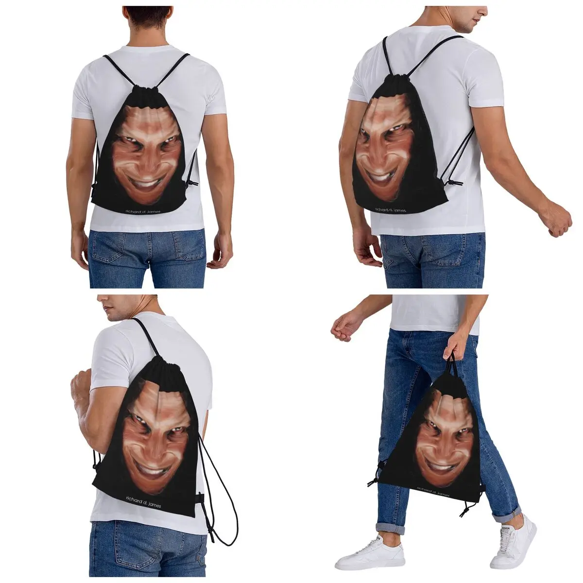 Aphex Twin Electronic Music Artist Producer Backpacks Fashion Drawstring Bundle Pocket Shoes Bag Book Bags for Man Woman School
