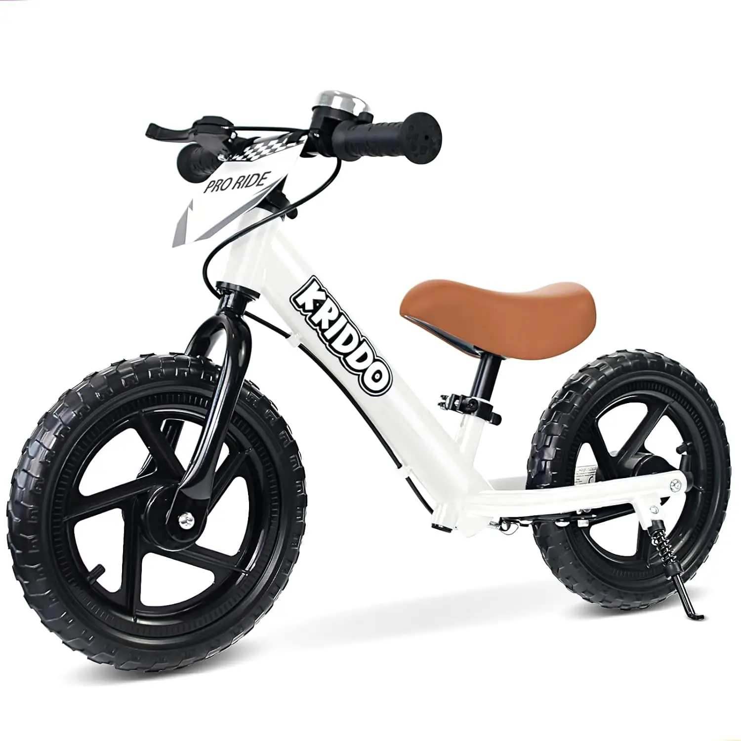 Bicicleta de equilibrio profesional para niños de 2 años con freno de mano y soporte, bicicleta de empuje de 12 pulgadas, bicicleta de regalo para niños y niñas de 2 a 5 años, color blanco