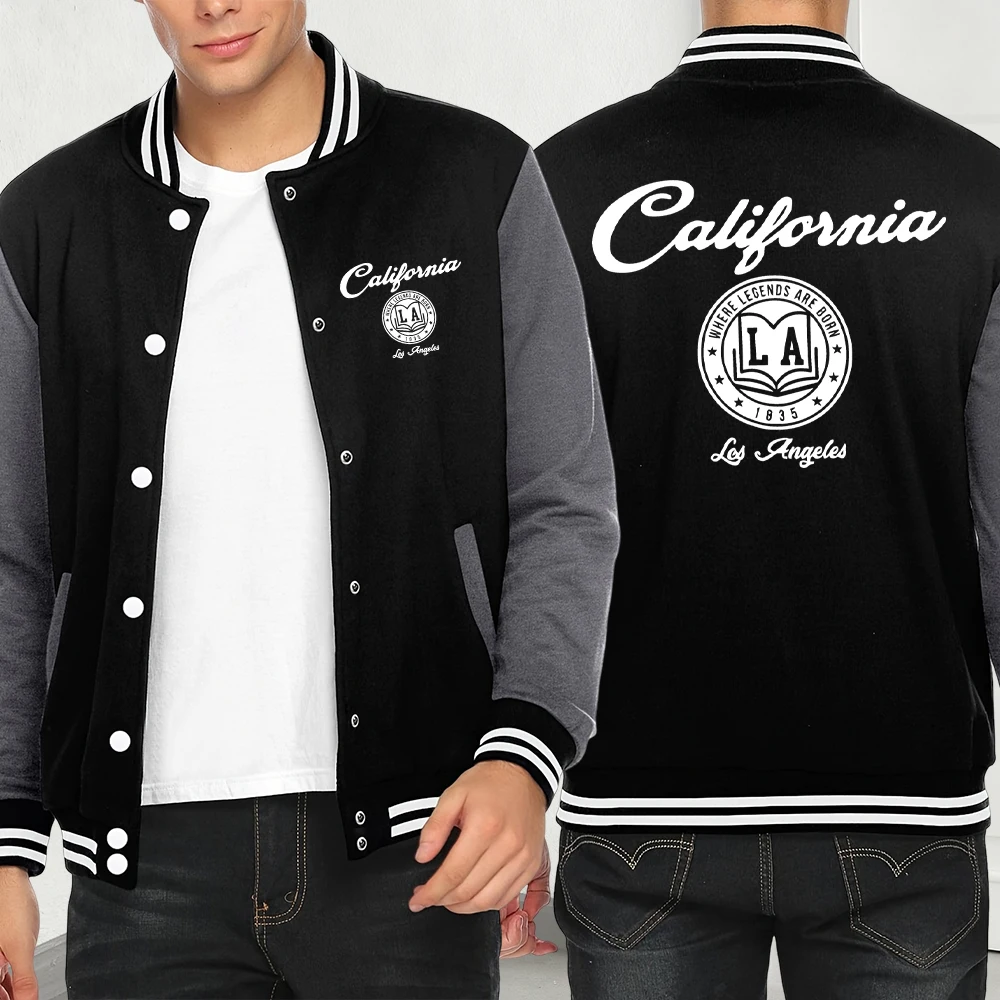 

Califirnia Letter Logo Print Men Jacket Vintage Loose Streetwear Hip Hop Pocket Clothes Autumn Fashion Jackets Casual Coat