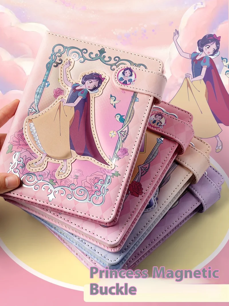 

Disney Girls Snow White Series Cute Cartoon Magnetic Buckle Ledger Portable Notebook Girl Heart High Beauty Notebook Comics