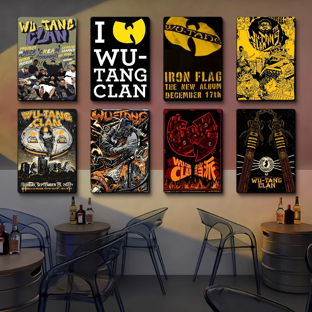 W-WU T-TANG C-CLAN Vintage Self-adhesive Art Poster Waterproof Paper Sticker Coffee House Bar Posters Wall Stickers