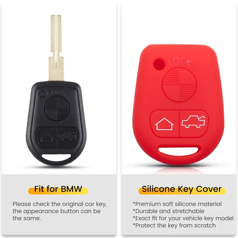 

For BMW E31 E32 E34 E36 E38 E39 E46 Z3 3 Buttons Silicone Key Cover Case New Style2028