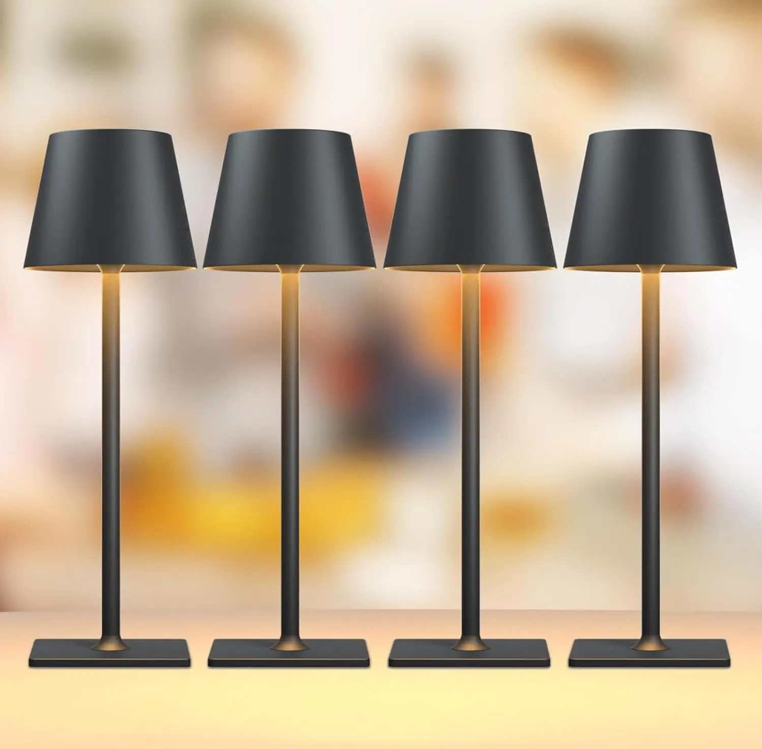 

4 Pack Cordless LED Table Lamp, 6000mAh Battery, 3 Colors Dimmable, IP65 Waterproof for Indoor Outdoor Use