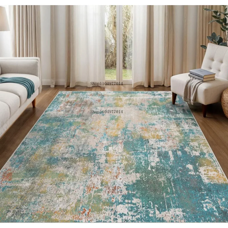 

Бирюзовый абстрактный современный ковер Моющийся коврик с нескользящей подложкой для гостиной, спальни и столовой