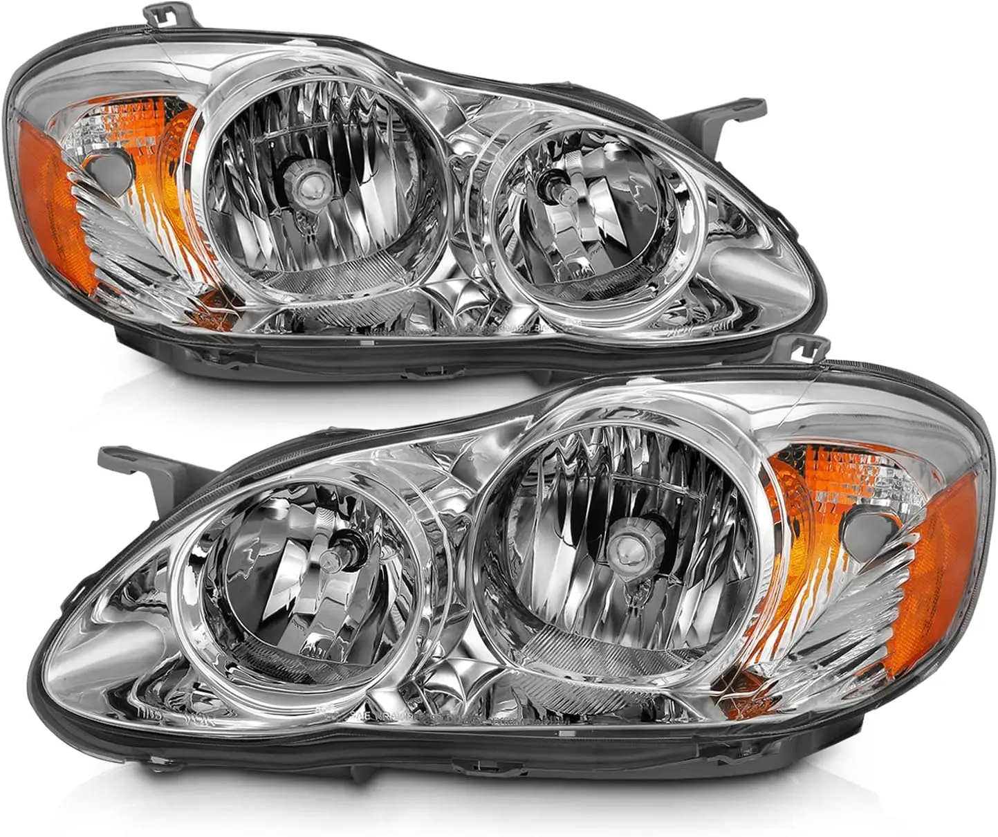 

for 2003-2008 Toyota Corolla Sedan Halogen Clear Chrome Replacement Headlights Assembly Pair - Driver and Passenger Side