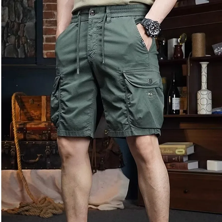

Men's Loose Fit Casual Military Cargo Pocket Pants Cotton Male Tactical Shorts Lightweight Straight Leg Mid Trousers
